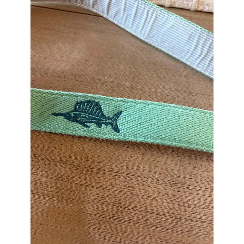 New men's 36 Vineyard Vines marlin fish embroidered icon canvas club belt